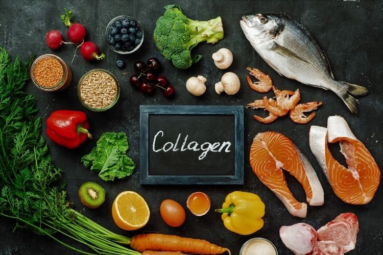 Thực phẩm giàu collagen kết hợp với uống bổ sung collagen