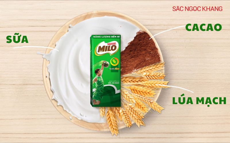 3 thành phần dinh dưỡng chính của Milo là sữa, cacao và lúa mạch