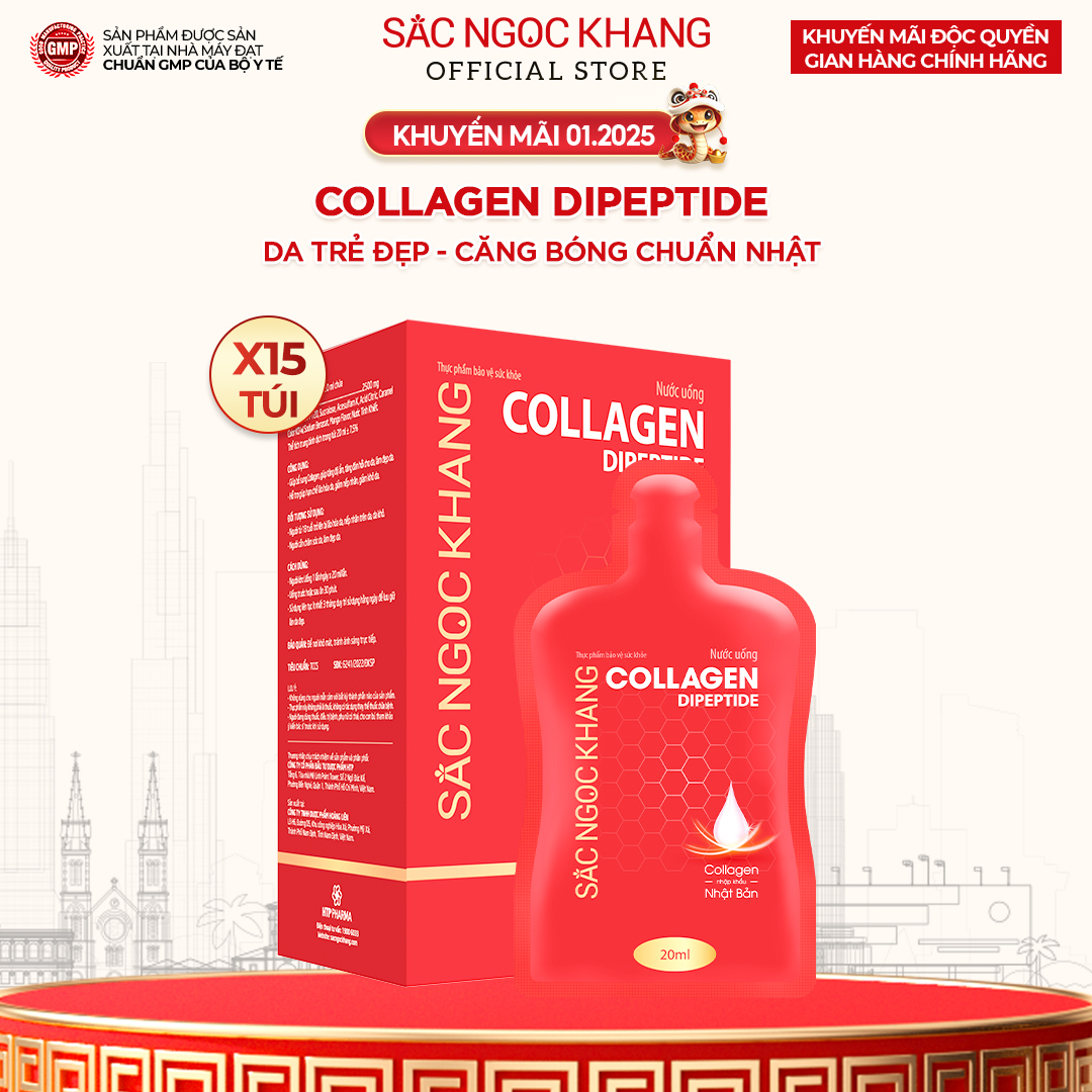 Nước Uống Collagen Dipeptide Sắc Ngọc Khang Hộp 15 Túi