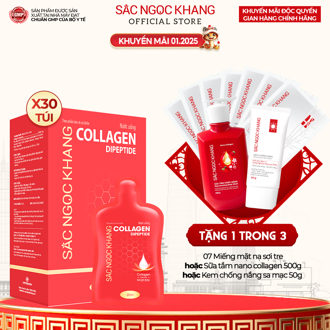 Nước Uống Collagen Dipeptide Sắc Ngọc Khang 30 Túi