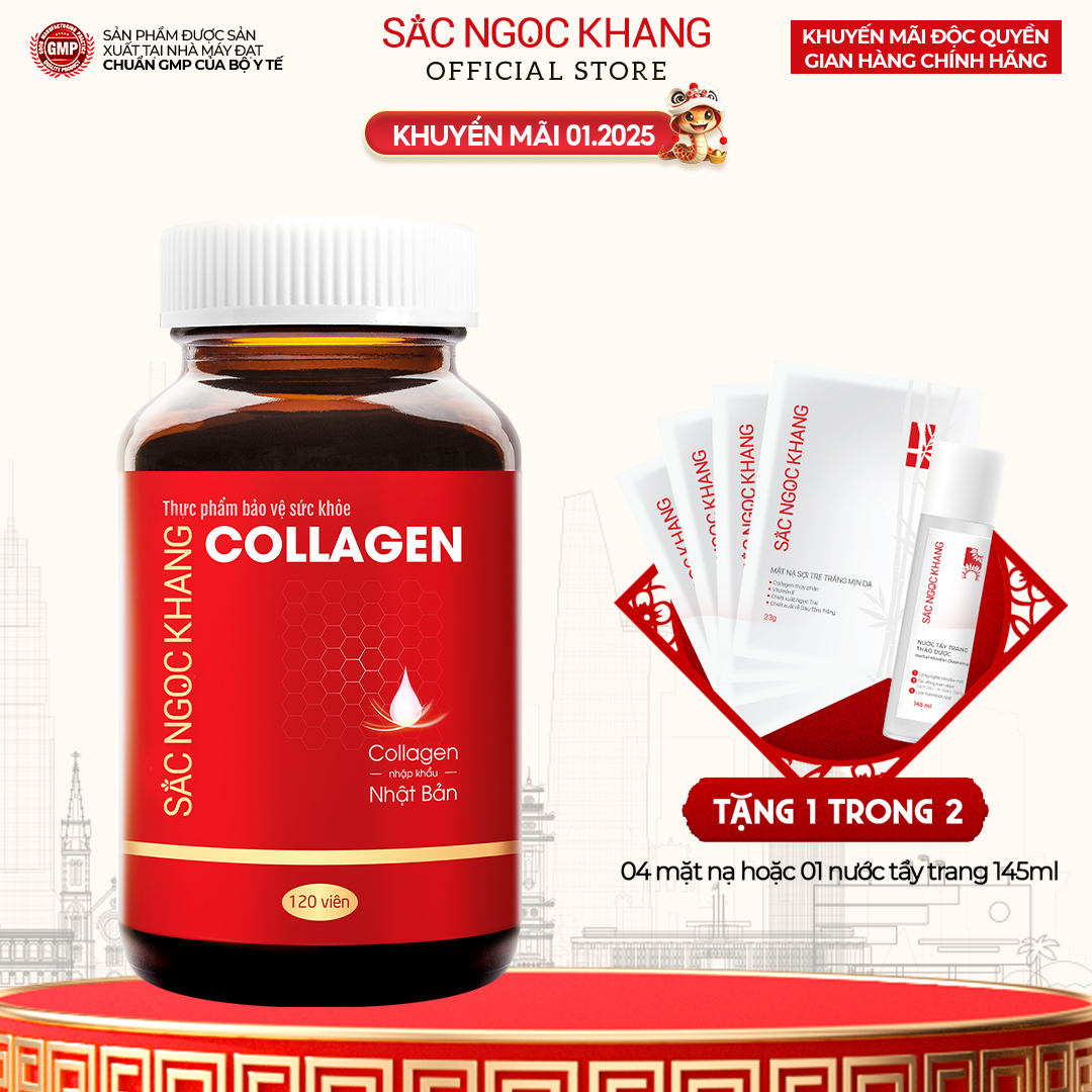 Viên Uống Collagen Sắc Ngọc Khang 120 Viên uy tín từ nhà máy Nhật Bản