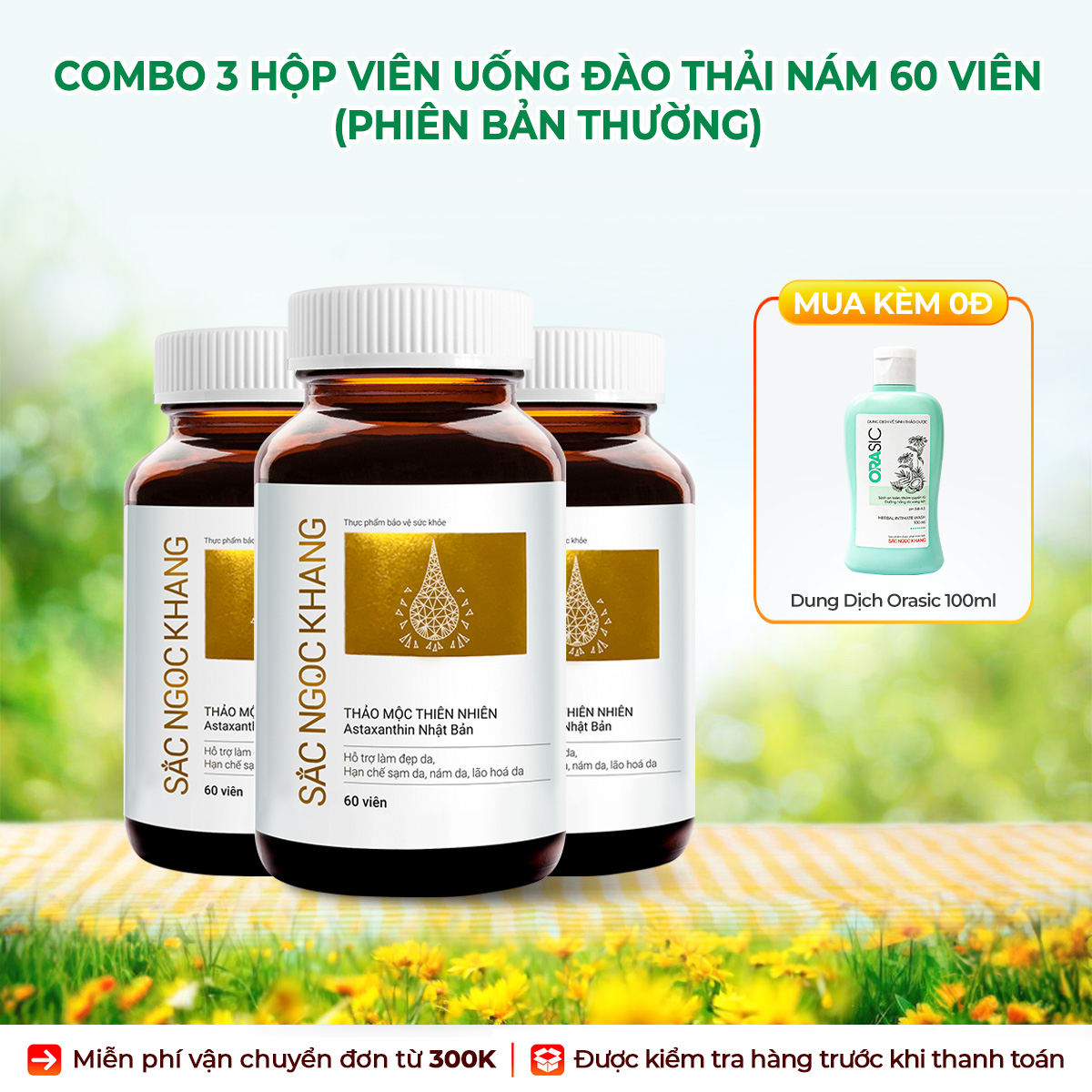 Combo 3 Hộp Viên uống Sắc Ngọc Khang Vi Tảo Lục
