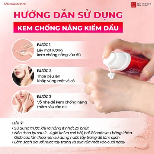 Cách sử dụng Kem Chống Nắng Kiềm Dầu Sắc Ngọc Khang