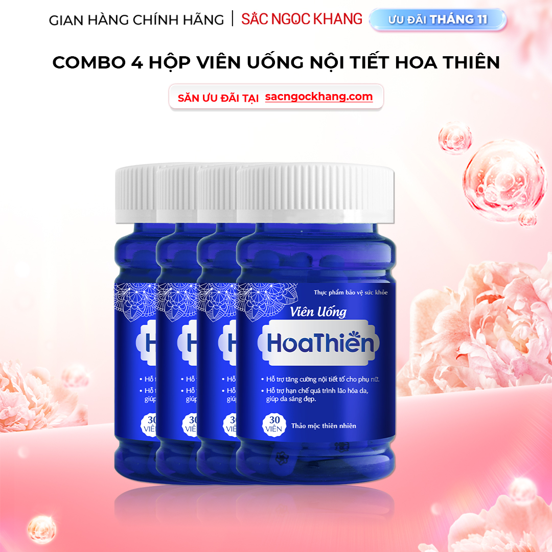 1729609761165839320 Combo 4 Hộp Viên Uống Cân Bằng Nội Tiết Hoa Thiên (30 viên/hộp) - Ảnh 1