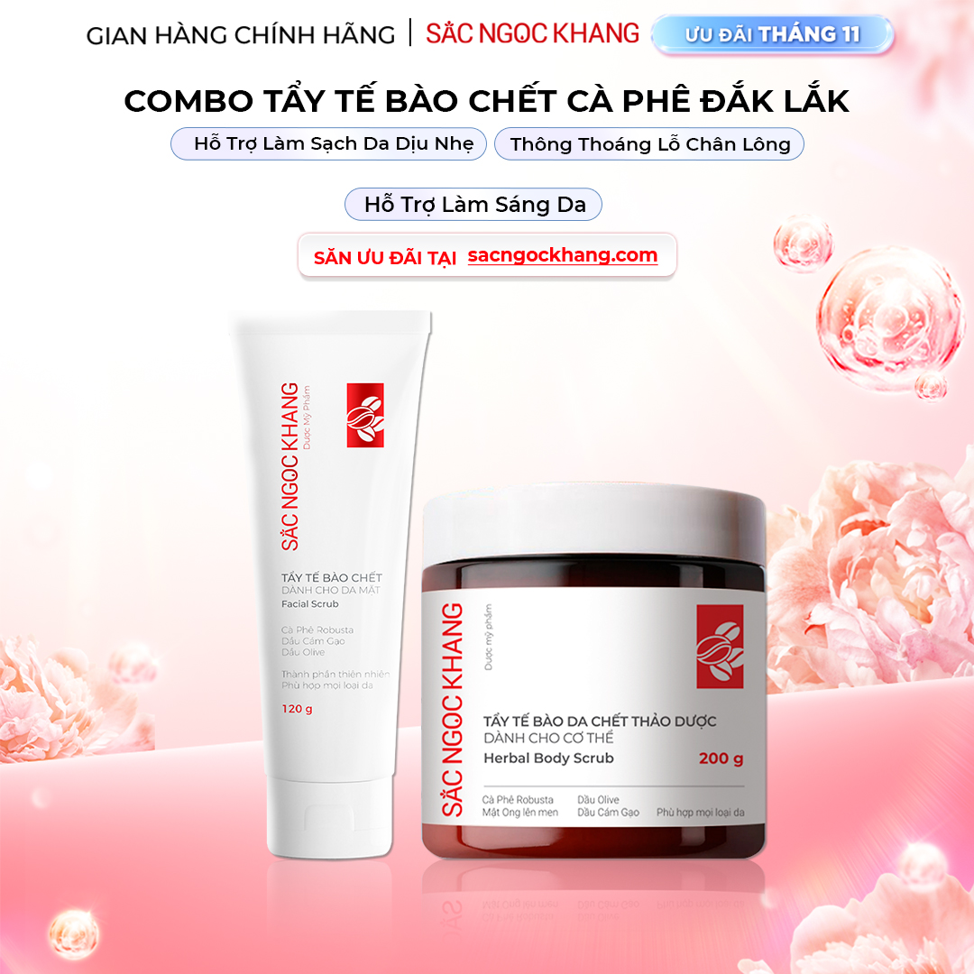 1729619742754835416 Combo Tẩy Tế Bào Chết Toàn Thân Và Da Mặt Sắc Ngọc Khang (Tẩy Tế Bào Chết Body 200g, Tẩy Tế Bào Chết Da Mặt 120g) - Ảnh 1