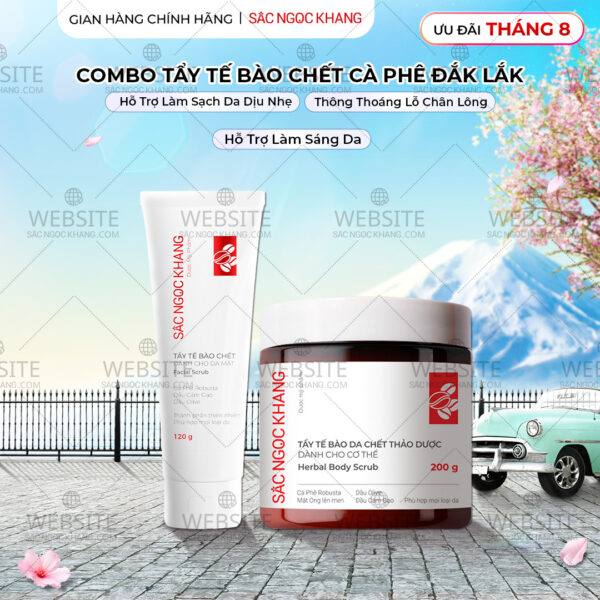 Combo Tẩy Tế Bào Chết Toàn Thân Và Da Mặt Sắc Ngọc Khang (Tẩy Tế Bào Chết Body 200g, Tẩy Tế Bào Chết Da Mặt 120g)