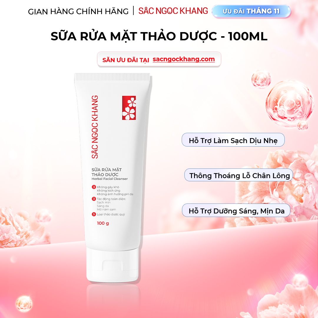 1729621512431438808 Sữa Rửa Mặt Thảo Dược Dịu Nhẹ Sắc Ngọc Khang (Herbal Facial Cleanser) 100g - Ảnh 1