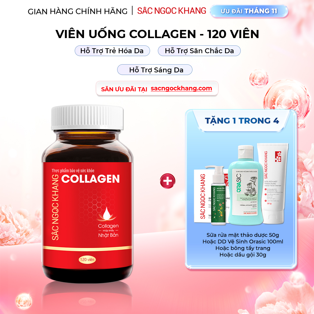 1729621553722919896 Viên Uống Collagen Dipeptide Hỗ Trợ Mờ Nếp Nhăn, Dưỡng Da Ẩm Mịn Sắc Ngọc Khang 120 viên - Ảnh 1