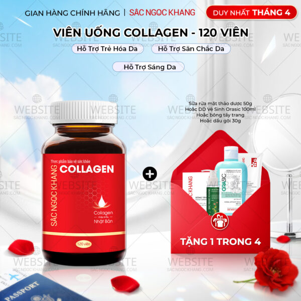 Viên Uống Collagen Dipeptide Hỗ Trợ Mờ Nếp Nhăn, Dưỡng Da Ẩm Mịn Sắc Ngọc Khang 120 viên