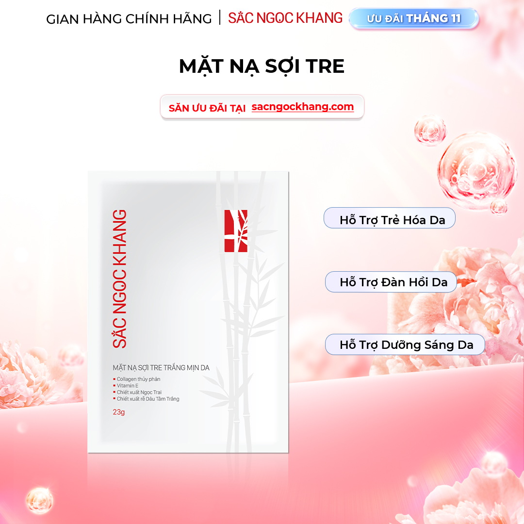 1729636540429863896 Mặt Nạ Sợi Tre Trắng Mịn Da Sắc Ngọc Khang (1 miếng/25g) - Ảnh 1