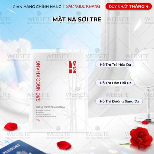Mặt Nạ Sợi Tre Trắng Mịn Da Sắc Ngọc Khang (1 miếng/25g)