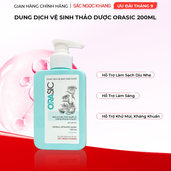 Dung Dịch Vệ Sinh Thảo Dược Orasic Dưỡng Hồng Sắc Ngọc Khang (Herbal Intimate Wash) 200ml