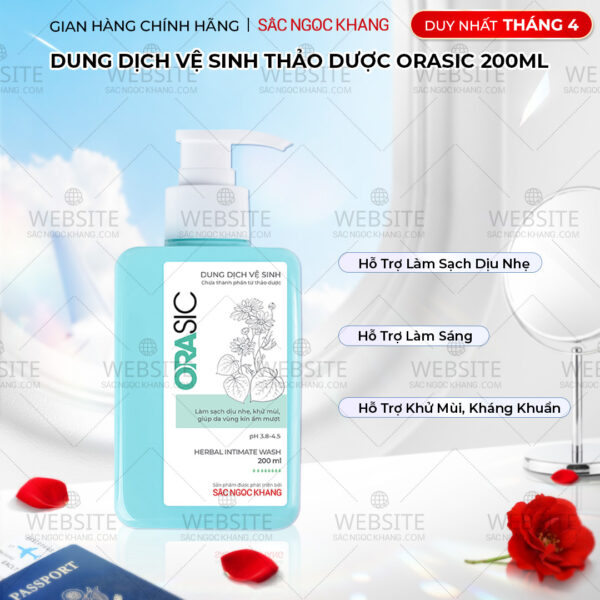 Dung Dịch Vệ Sinh Thảo Dược Orasic Dưỡng Hồng Sắc Ngọc Khang (Herbal Intimate Wash) 200ml