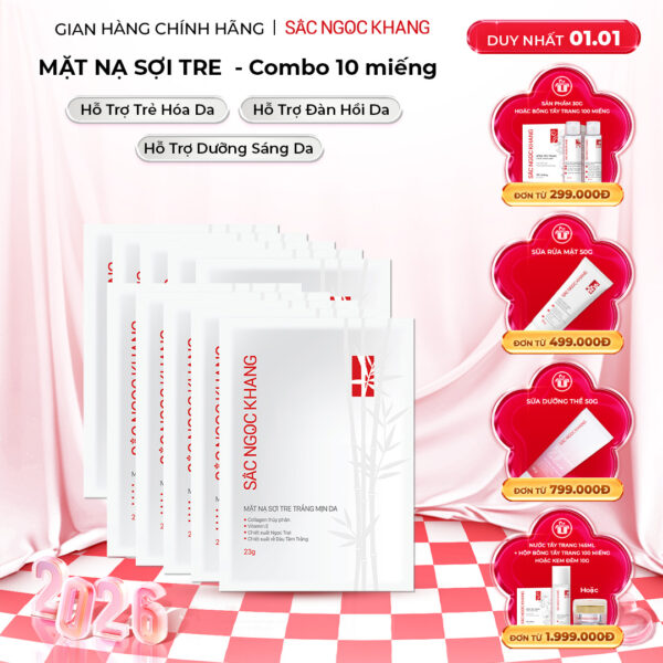 Set 10 Mặt Nạ sợi tre dưỡng trắng mịn da Sắc Ngọc Khang 25g/miếng