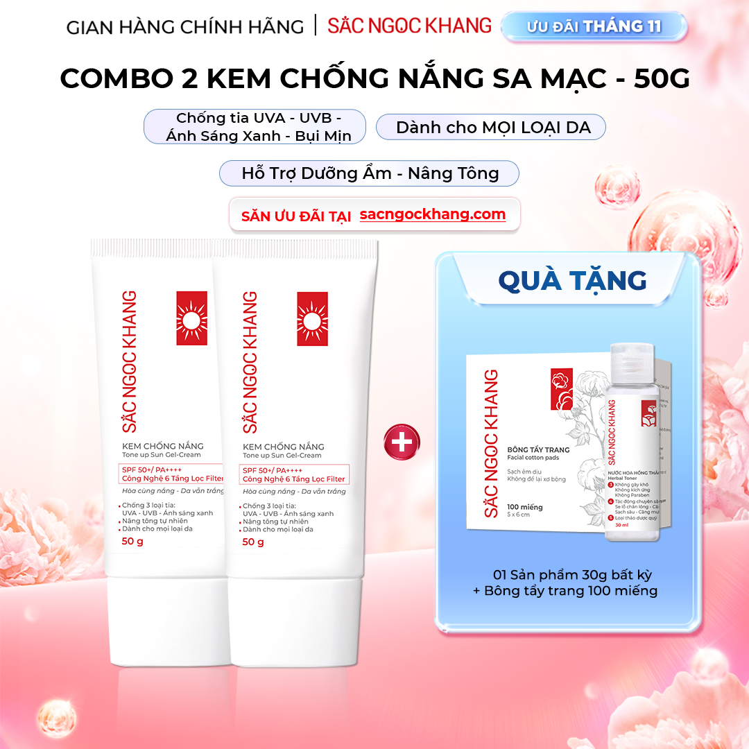 1729667593376795608 Combo 02 Kem Chống Nắng "Sa Mạc" Nâng Tông Sắc Ngọc Khang 50g - Ảnh 1