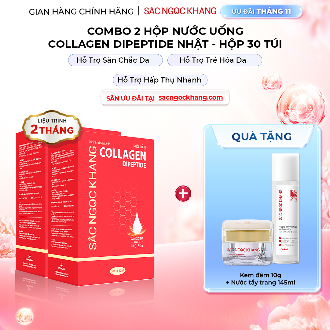 1729677034166848472 Combo 2 Nước Uống Collagen Dipeptide Mờ Nếp Nhăn - Dưỡng Ẩm Mịn Sắc Ngọc Khang- Liệu trình 2 tháng - Ảnh 1