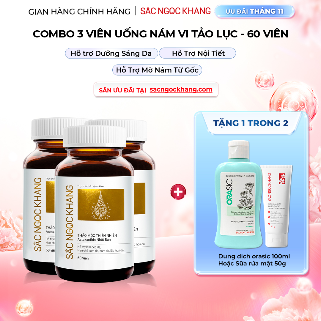1729686610069982168 Combo 3 Hộp Viên Uống Vi Tảo Lục Sắc Ngọc Khang Đào Thải Nám 60 viên/hộp - Ảnh 1