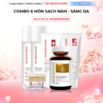 Combo Toàn Diện Mờ Nám, Đẹp Da Sắc Ngọc Khang: Nước tẩy trang 145ml, sữa rửa mặt 50g, nước hoa hồng 145ml, kem chống nắng 50g, kem dưỡng da ban đêm 10g, viên uống vi tảo lục 60v (phiên bản thường)