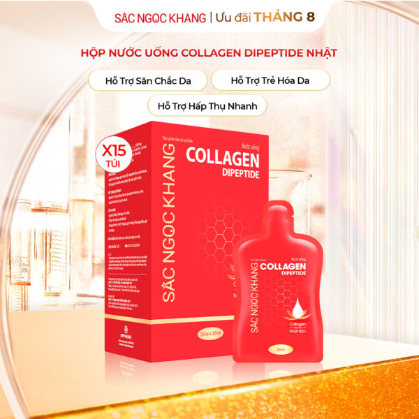 Nước Uống Collagen Dipeptide Mờ Nếp Nhăn - Dưỡng Ẩm Mịn Da Sắc Ngọc Khang (Hộp 15 túi x 20 ml)