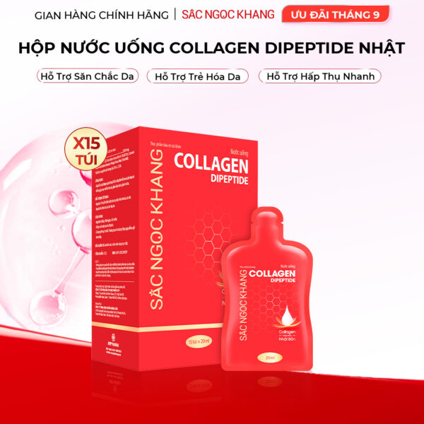 Nước Uống Collagen Dipeptide Mờ Nếp Nhăn - Dưỡng Ẩm Mịn Da Sắc Ngọc Khang (Hộp 15 túi x 20 ml)
