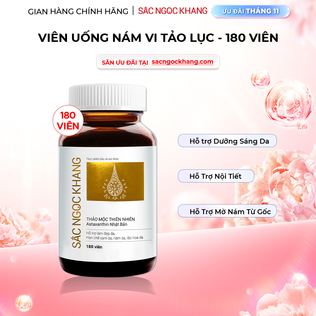 1729714930293312472 Viên Uống Vi Tảo Lục Sắc Ngọc Khang Mờ Nám, Đẹp Da, Hạn Chế Lão Hóa 180v - Ảnh 1