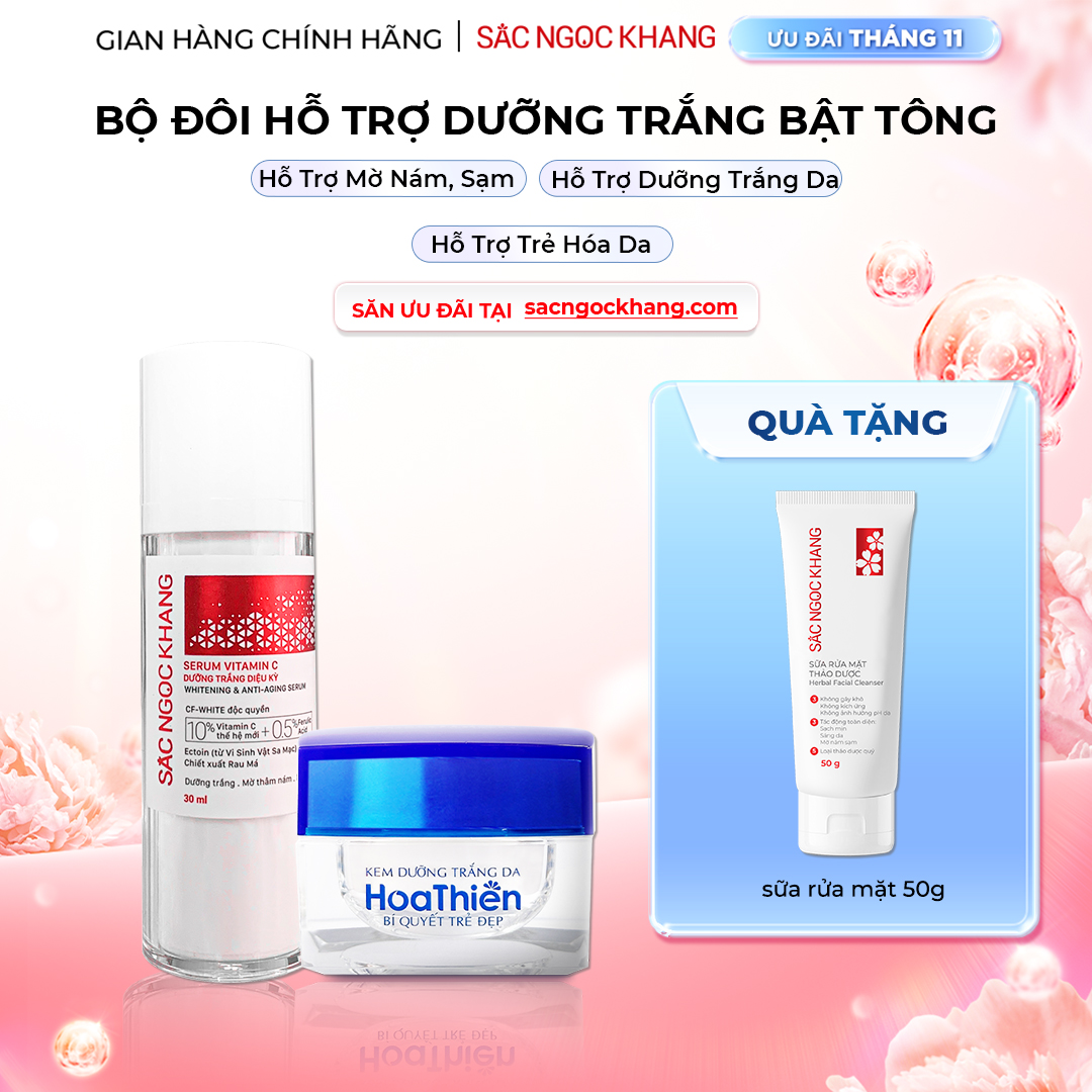 1729969601289620440 Combo Dưỡng Trắng Da gồm Kem Hoa Thiên và Serum Vitamin C - Ảnh 1