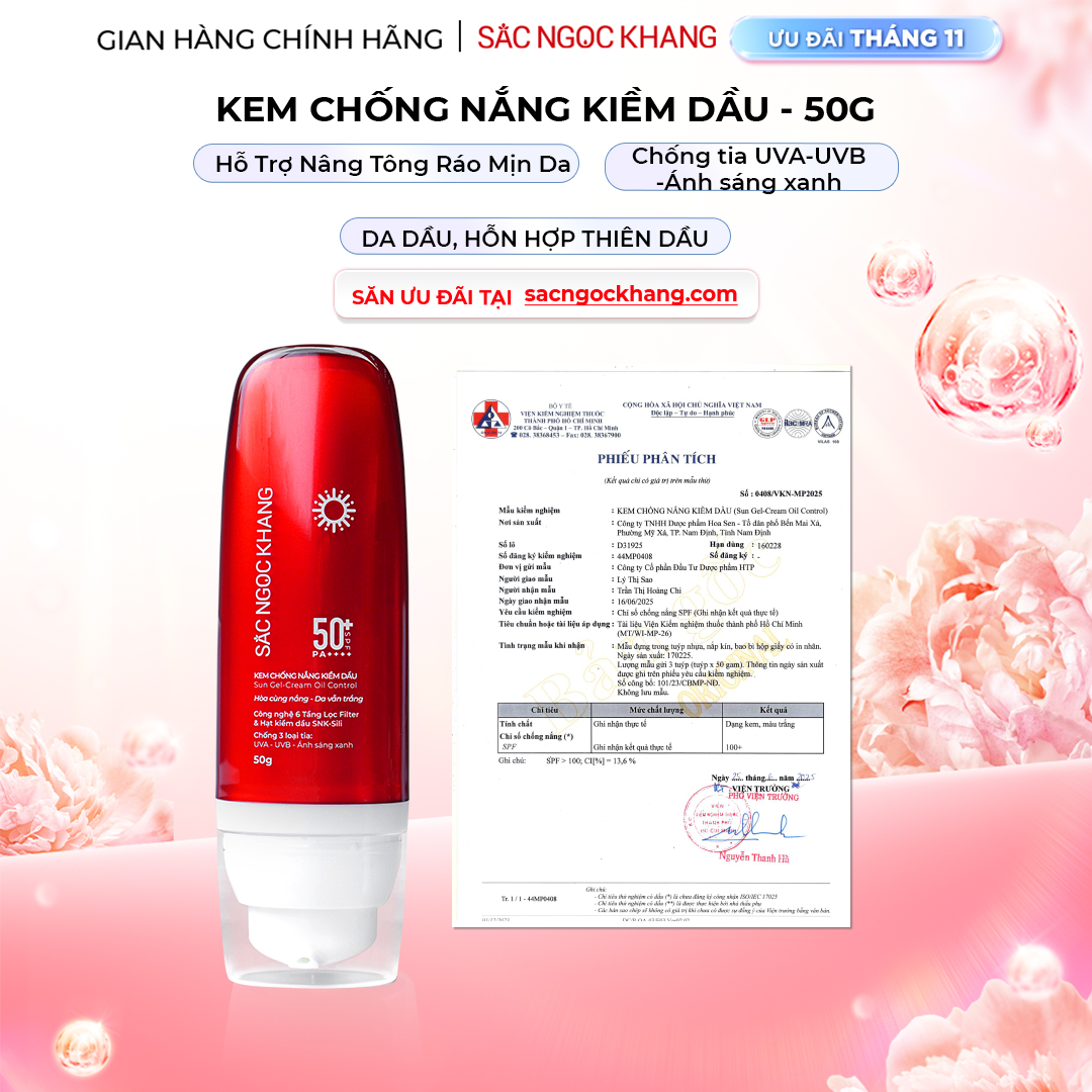 1730504293717937112 Kem Chống Nắng Kiềm Dầu Sắc Ngọc Khang 50g - Ảnh 1
