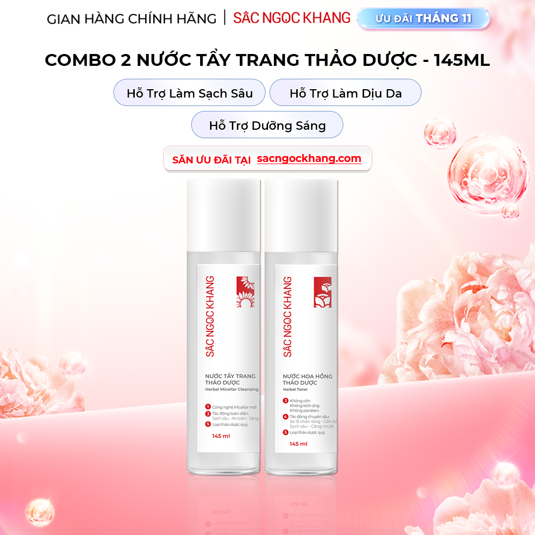 1730982757757127640 Combo Nước hoa hồng thảo dược Sắc Ngọc Khang 145ml + Nước tẩy trang thảo dược Sắc Ngọc Khang 145ml - Ảnh 1