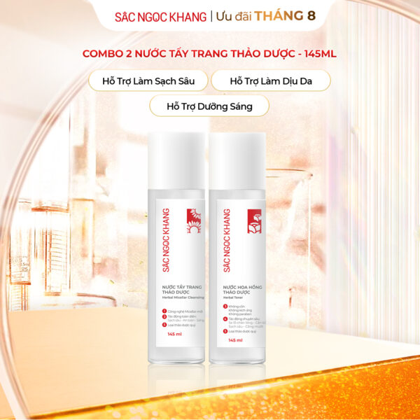 Combo Nước hoa hồng thảo dược Sắc Ngọc Khang 145ml + Nước tẩy trang thảo dược Sắc Ngọc Khang 145ml