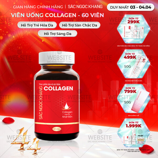 Viên Uống Collagen Dipeptide Mờ Nếp Nhăn - Dưỡng Ẩm Mịn Da Sắc Ngọc Khang hộp 60 viên