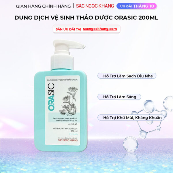 Dung Dịch Vệ Sinh Thảo Dược Orasic Dưỡng Hồng Sắc Ngọc Khang (Herbal Intimate Wash) 200ml