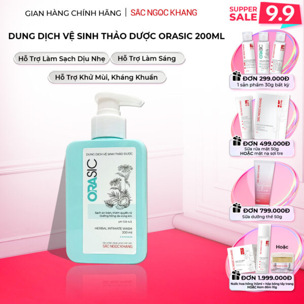 Dung Dịch Vệ Sinh Thảo Dược Orasic Dưỡng Hồng Sắc Ngọc Khang (Herbal Intimate Wash) 200ml