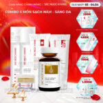 Combo Toàn Diện Mờ Nám, Đẹp Da Sắc Ngọc Khang: Nước tẩy trang 145ml, sữa rửa mặt 50g, nước hoa hồng 145ml, kem chống nắng 50g, kem dưỡng da ban đêm 10g, viên uống vi tảo lục 60v (phiên bản thường)