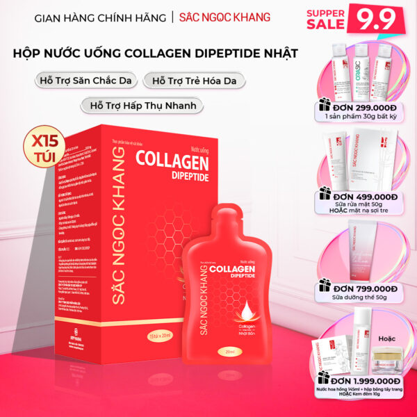 Nước Uống Collagen Dipeptide Mờ Nếp Nhăn - Dưỡng Ẩm Mịn Da Sắc Ngọc Khang (Hộp 15 túi x 20 ml)