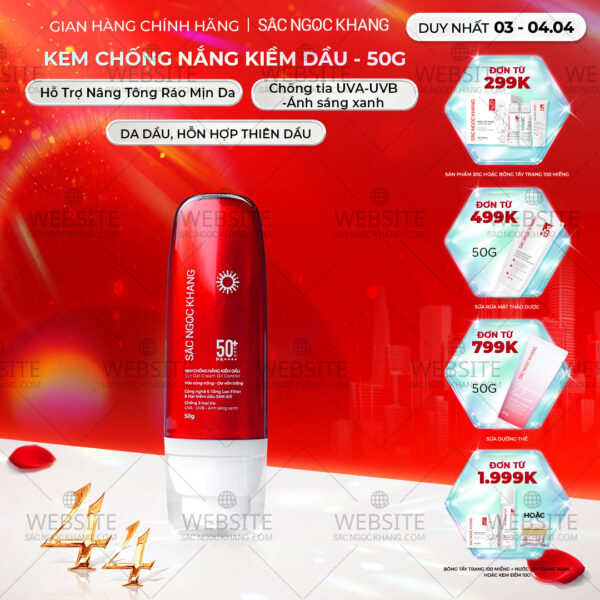 Kem Chống Nắng Kiềm Dầu Sắc Ngọc Khang 50g