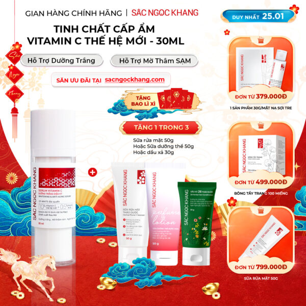 Serum Vitamin C Sắc Ngọc Khang 30ml - Tinh chất dưỡng trắng da diệu kỳ, mờ thâm nám, tàn nhang