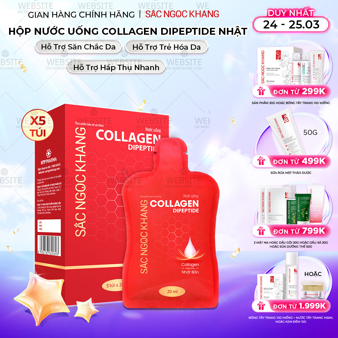 1729608477713730520 Nước Uống Collagen Dipeptide Mờ Nếp Nhăn - Dưỡng Ẩm Mịn Da Sắc Ngọc Khang (Hộp 15 túi x 20 ml) - Ảnh 1