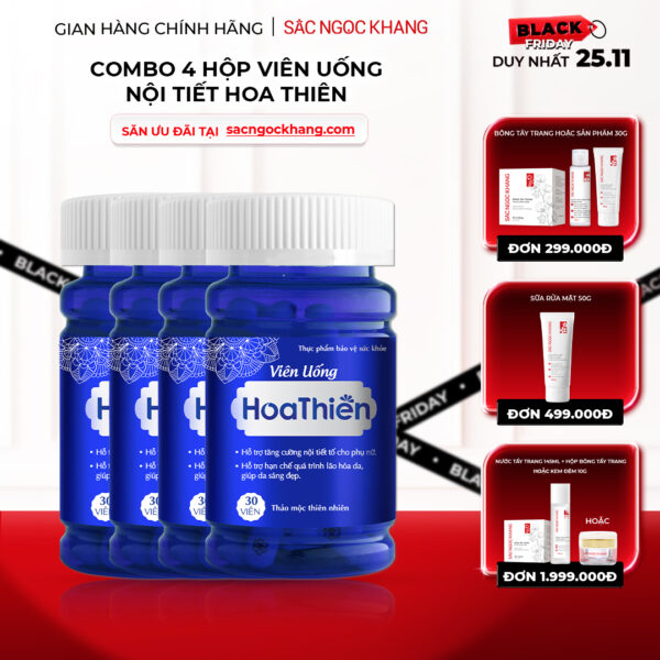 Combo 4 Hộp Viên Uống Cân Bằng Nội Tiết Hoa Thiên (30 viên/hộp)