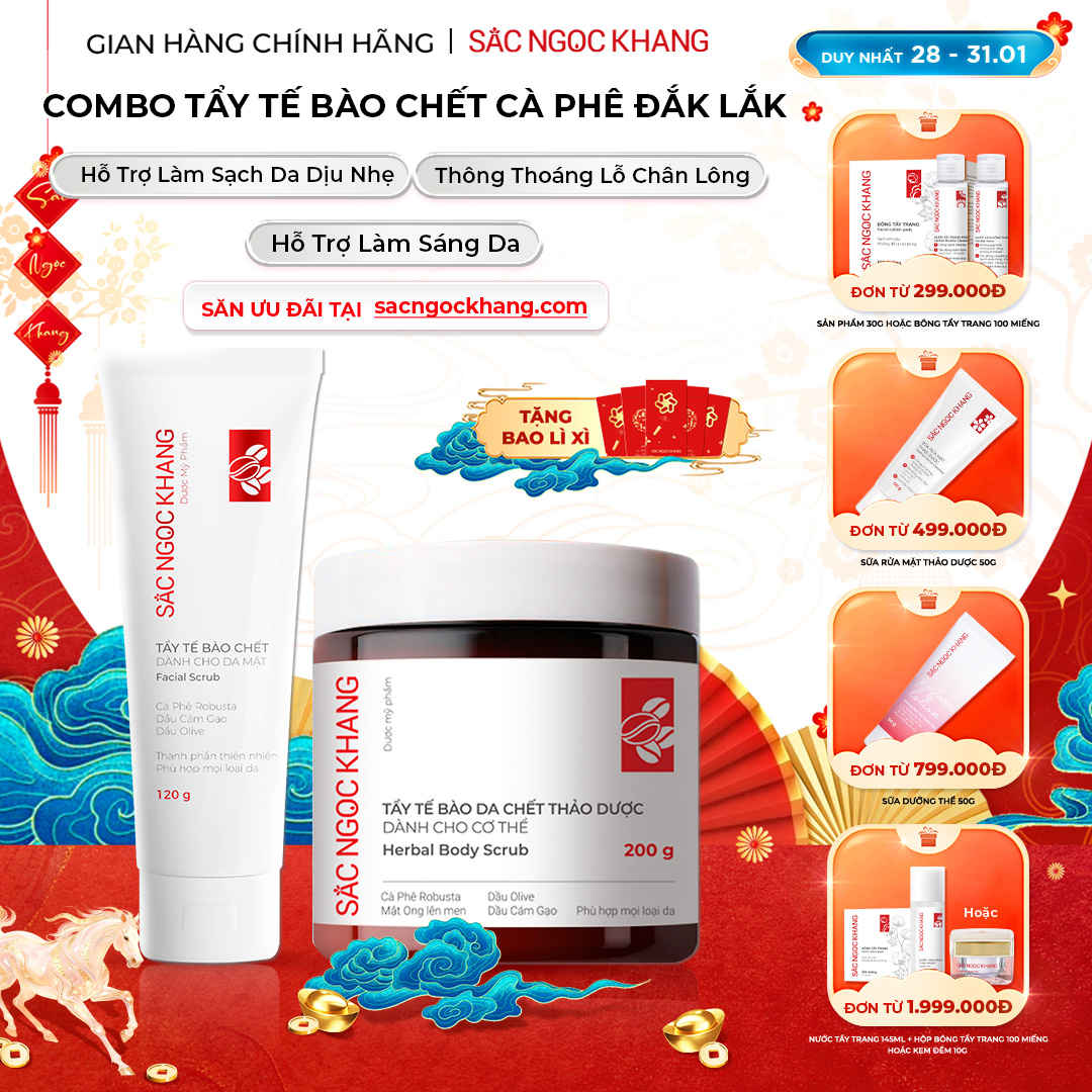 1729619742754835416 Combo Tẩy Tế Bào Chết Toàn Thân Và Da Mặt Sắc Ngọc Khang (Tẩy Tế Bào Chết Body 200g, Tẩy Tế Bào Chết Da Mặt 120g) - Ảnh 1