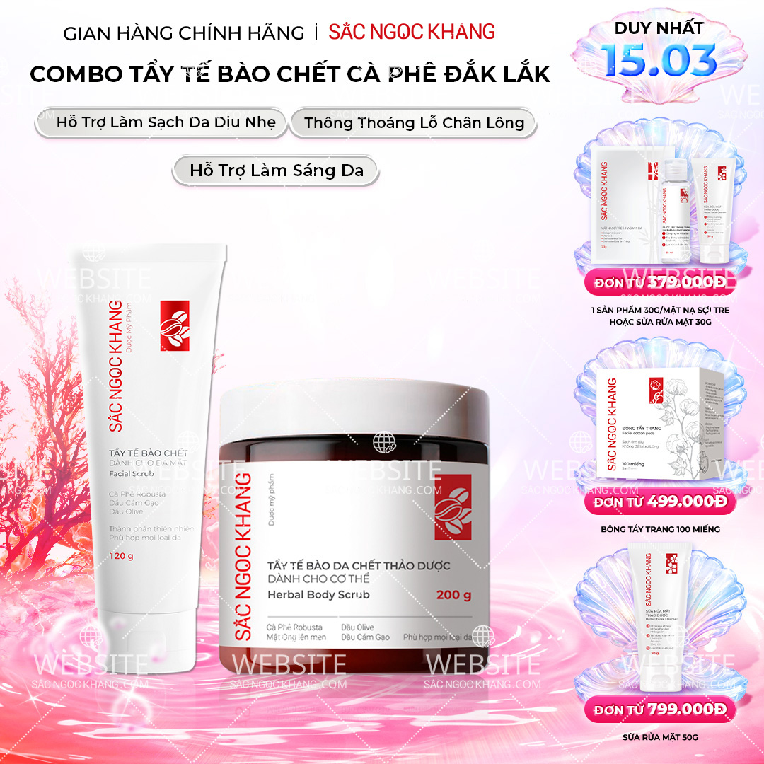 1729619742754835416 Combo Tẩy Tế Bào Chết Toàn Thân Và Da Mặt Sắc Ngọc Khang (Tẩy Tế Bào Chết Body 200g, Tẩy Tế Bào Chết Da Mặt 120g) - Ảnh 1
