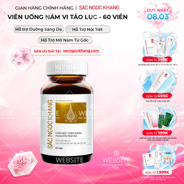 Viên Uống Vi Tảo Lục Sắc Ngọc Khang Mờ Nám, Đẹp Da, Hạn Chế Lão Hóa 60v