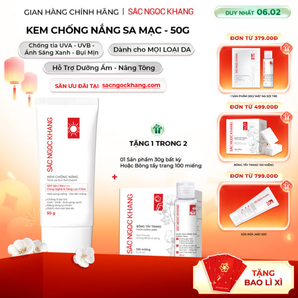 Kem Chống Nắng "Sa Mạc" Nâng Tông Sắc Ngọc Khang 50g