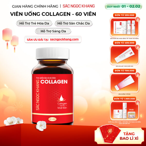 Viên Uống Collagen Dipeptide Mờ Nếp Nhăn - Dưỡng Ẩm Mịn Da Sắc Ngọc Khang hộp 60 viên