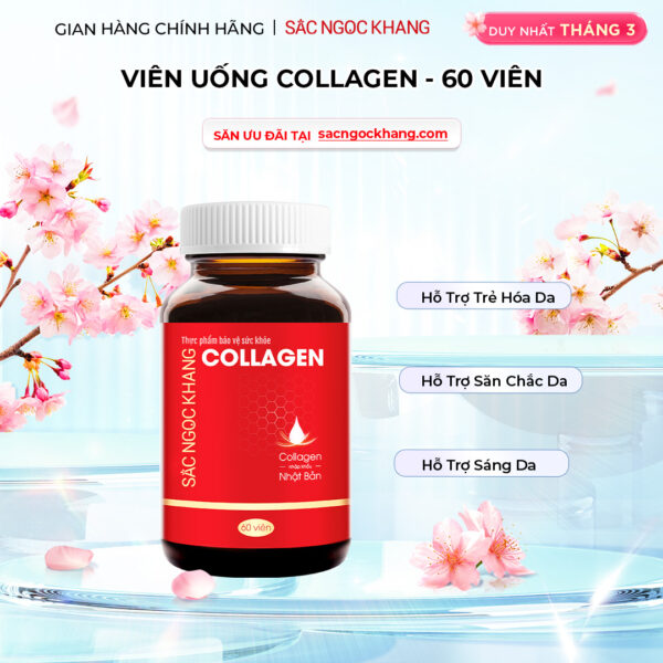 Viên Uống Collagen Dipeptide Mờ Nếp Nhăn - Dưỡng Ẩm Mịn Da Sắc Ngọc Khang hộp 60 viên