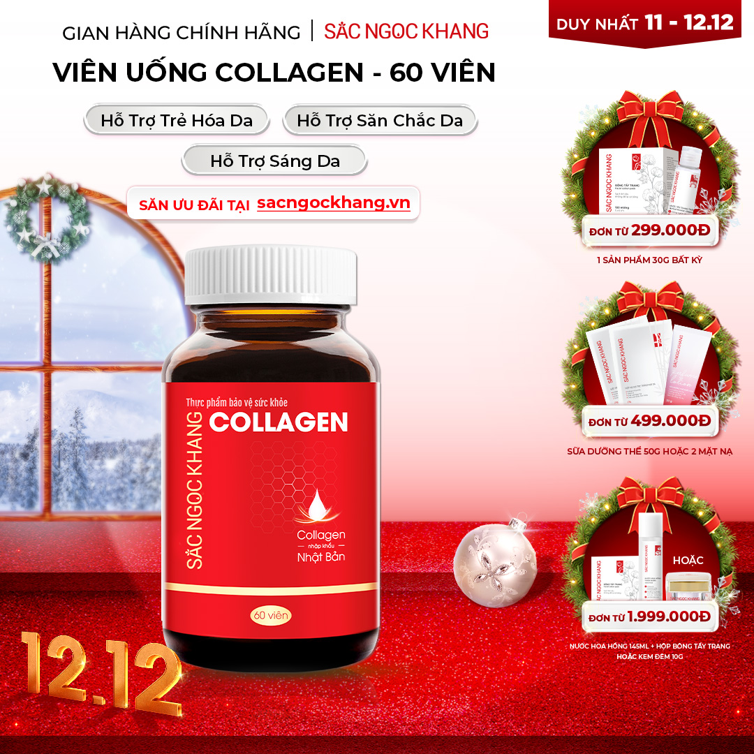 Viên Uống Collagen Dipeptide Mờ Nếp Nhăn Dưỡng Ẩm Mịn Da Sắc Ngọc Khang hộp 60 viên