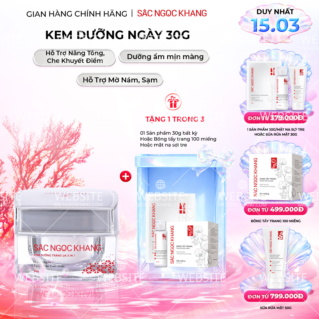 1729649540470574040 Kem Dưỡng Trắng Da Ban Ngày 5 in 1 - Sắc Ngọc Khang 30g - Ảnh 1