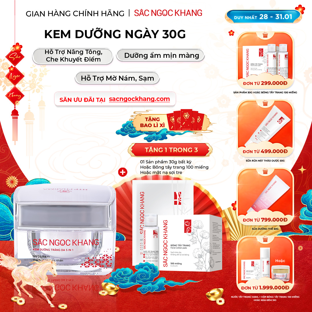 1729649540470574040 Kem Dưỡng Trắng Da Ban Ngày 5 in 1 - Sắc Ngọc Khang 30g - Ảnh 1