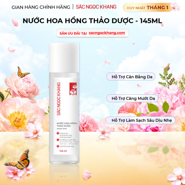 Nước Hoa Hồng Thảo Dược Sắc Ngọc Khang 145ml ( Herbal Toner) - Bản nâng cấp