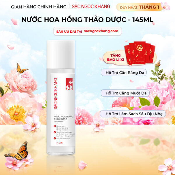 Nước Hoa Hồng Thảo Dược Sắc Ngọc Khang 145ml ( Herbal Toner) - Bản nâng cấp