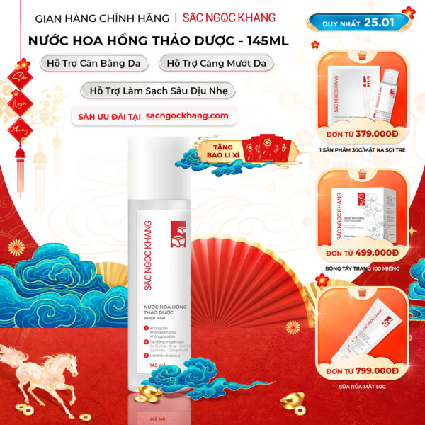 Nước Hoa Hồng Thảo Dược Sắc Ngọc Khang 145ml ( Herbal Toner) - Bản nâng cấp